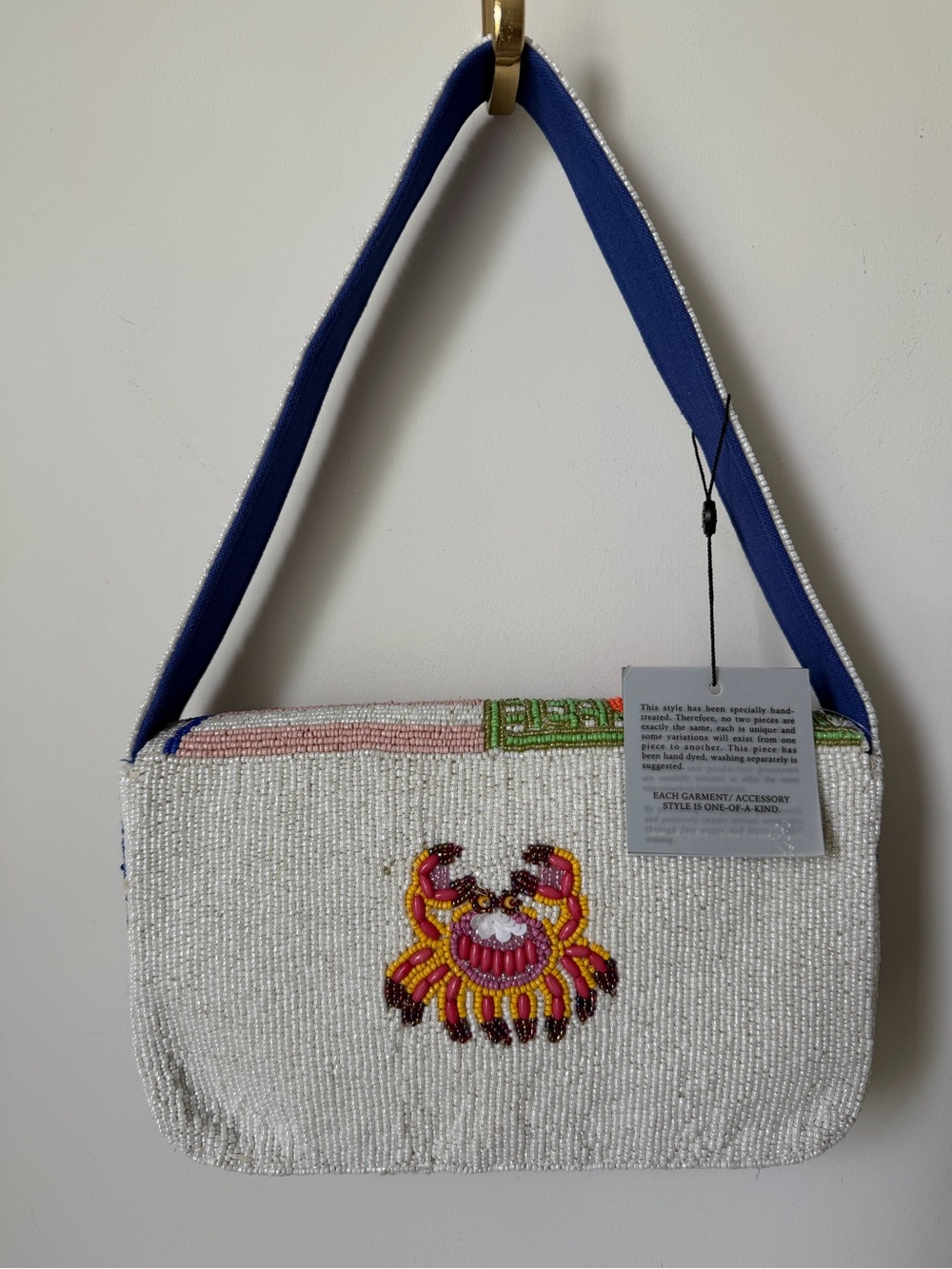 America & beyond Beaded fish crab colorful striped Shoulder Bag - Picture 7 of 8